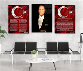  3lü Set VatanTemalı Cam Tablo 33