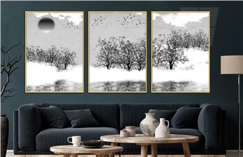 Alüminyum Çerçeveli Sanat Temalı 3lü Set CAM Tablo 0034