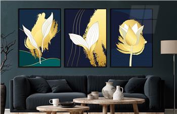 Alüminyum Çerçeveli Sanat Temalı 3lü Set CAM Tablo 0006