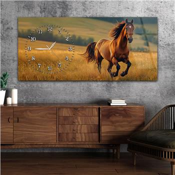 Yatay Saatli Yandan Sanat Temalı Cam Tablo 301