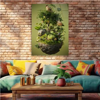 Dikey Doğa Temalı Cam Tablo 395