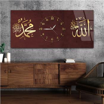 Tableau en verre à thème religieux avec horloge centrale horizontale  062