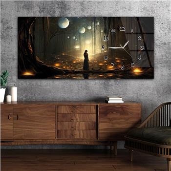 Yatay Saatli Yandan Sanat ve Doğa Temalı Cam Tablo 227