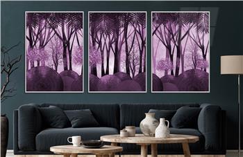 Alüminyum Çerçeveli Sanat Temalı 3lü Set CAM Tablo 0032