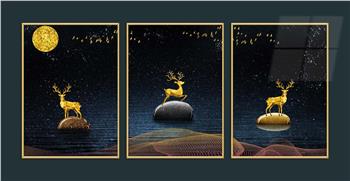 Alüminyum Çerçeveli Sanat Temalı 3lü Set MDF Tablo 0065