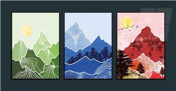 Alüminyum Çerçeveli Sanat Temalı 3lü Set MDF Tablo 0019