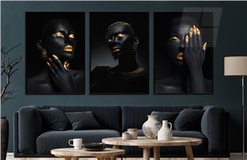 Alüminyum Çerçeveli Sanat Temalı 3lü Set CAM Tablo 0073