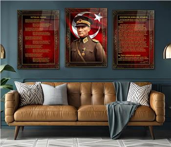  3lü Set VatanTemalı Cam Tablo 13