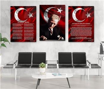  3lü Set VatanTemalı Cam Tablo 36