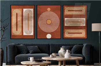 Alüminyum Çerçeveli Sanat Temalı 3lü Set CAM Tablo 0053