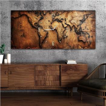 Yatay Saatli Ortadan Vatan Temalı Cam Tablo 108