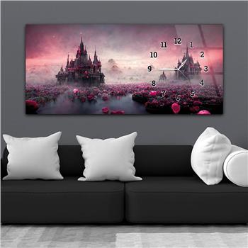 Horizontaal, Aan De Zijkant Voorzien Van Een Klok, Kunst en Natuur Thema Gehard Glasschilderij 223