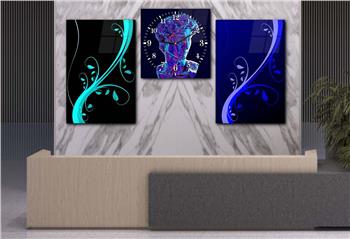 Kunst Thematisches 2-teiliges bedrucktes Glas und Uhrenset