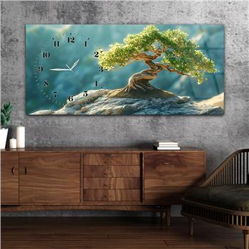 Yatay Saatli Yandan Sanat Temalı Cam Tablo 384