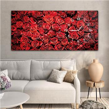 Horizontal bedrucktes Glas mit Kunst und Naturthema und einer Uhr an der Seite 078