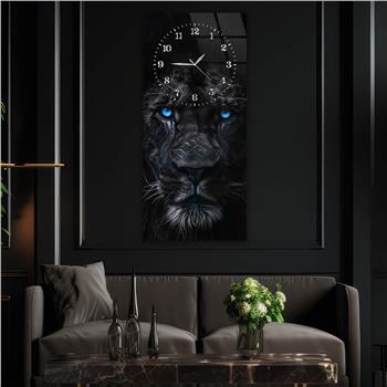 Dikey Üstten Saatli Sanat Temalı Cam Tablo 084