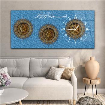 لوحة زجاجية أفقية ذات طابع ديني مع ساعة جانبية 061