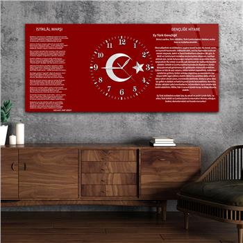 Horizontal bedrucktes Glas mit Nationenthema und einer Uhr in der Mitte 002