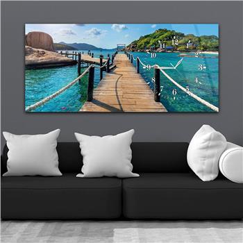 Yatay Saatli Yandan Sanat ve Doğa Temalı Cam Tablo 013