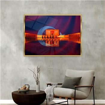 Aluminum-Framed National-Themed Tempered Glass Wall Art 078