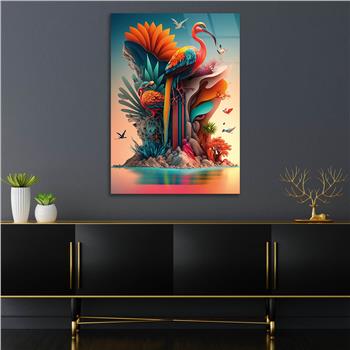 Dikey Sanat Temalı Cam Tablo 322