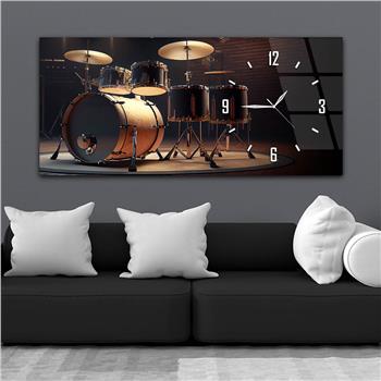 Yatay Saatli Yandan Sanat Temalı Cam Tablo 379