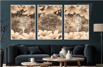 Alüminyum Çerçeveli Sanat Temalı 3lü Set CAM Tablo 0051