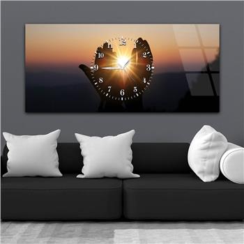 Tableau en verre à thème religieux avec horloge centrale horizontale  033