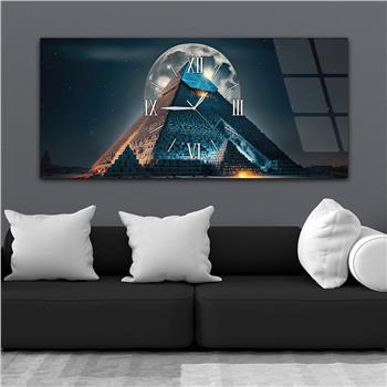 Horizontaal, in Het Midden Voorzien Van Een Klok, Kunst En Natuur Thema Gehard Glasschilderij 105