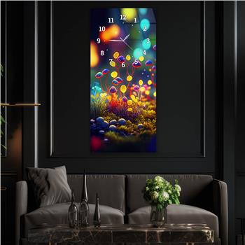 Vertikales bedrucktes Glas Kunst und Naturthema mit Uhr Oben  033