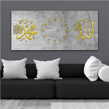 Tableau en verre à thème religieux avec horloge centrale horizontale  068