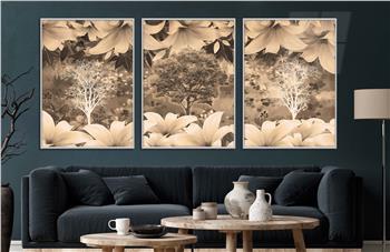 Alüminyum Çerçeveli Sanat Temalı 3lü Set CAM Tablo 0051