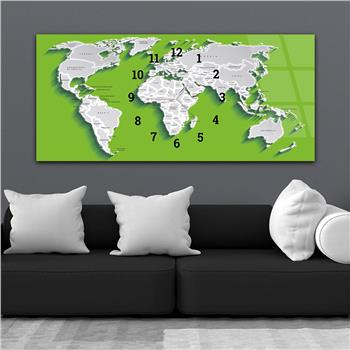 Yatay Saatli Ortadan Vatan Temalı Cam Tablo 090