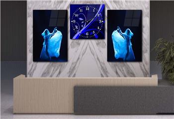 Kunst Thematisches 2-teiliges bedrucktes Glas und Uhrenset