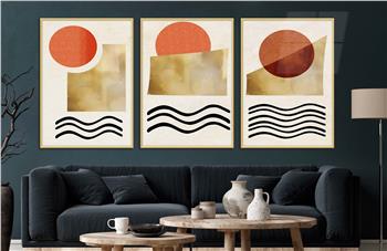 Alüminyum Çerçeveli Sanat Temalı 3lü Set CAM Tablo 0033