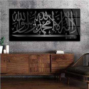 Tableau en verre à thème religieux avec horloge centrale horizontale  043