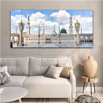 Tableau en verre à thème religieux avec horloge centrale horizontale  039