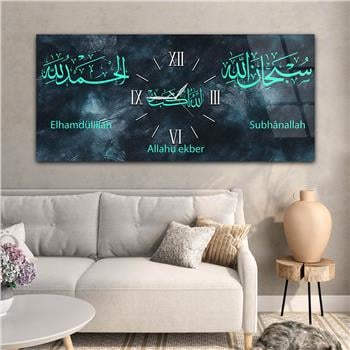 Tableau en verre à thème religieux avec horloge centrale horizontale  094