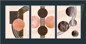 Alüminyum Çerçeveli Sanat Temalı 3lü Set MDF Tablo 0015