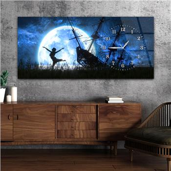 Yatay Saatli Yandan Sanat Temalı Cam Tablo 274