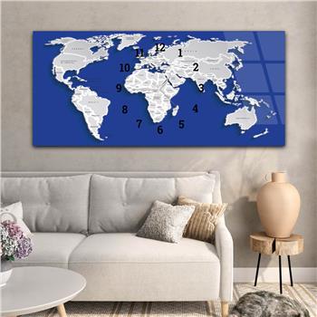 Yatay Saatli Ortadan Vatan Temalı Cam Tablo 091