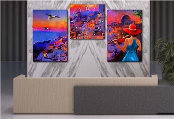 SANAT TEMALI  CAM TABLO SAAT SETİ 