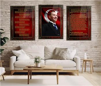  3lü Set VatanTemalı Cam Tablo 23