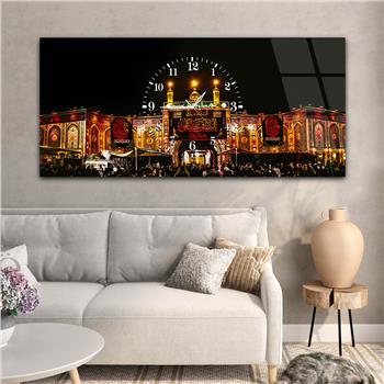 Tableau en verre à thème religieux avec horloge centrale horizontale  037