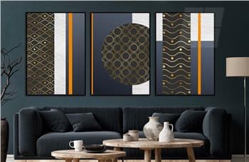 Alüminyum Çerçeveli Sanat Temalı 3lü Set CAM Tablo 0057