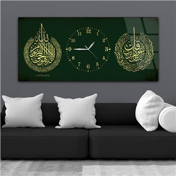 Tableau en verre à thème religieux avec horloge centrale horizontale  086