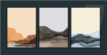 Alüminyum Çerçeveli Sanat Temalı 3lü Set MDF Tablo 0023