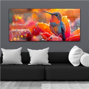 Yatay Saatli Yandan Sanat Temalı Cam Tablo 369