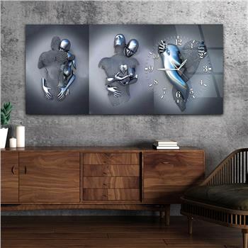 Horizontal bedrucktes Glas mit Kunst und Naturthema und einer Uhr an der Seite 092