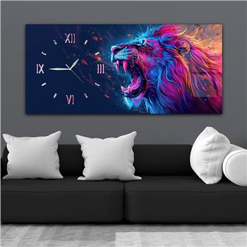 Yatay Saatli Yandan Sanat Temalı Cam Tablo 346